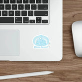 White die-cut sticker featuring the Drum Addict Celtic Tree Logo on paper, perfect for decorating or personalizing items.