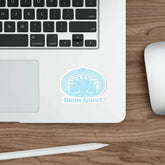 White die-cut sticker featuring the "Drum Addict" Celtic Tree Logo on paper, ideal for decorating drums or personal items.