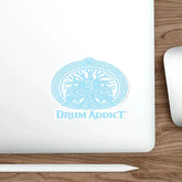 White die-cut sticker featuring the "Drum Addict" Celtic Tree Logo, a paper product by Printify, measuring 2x2 inches.
