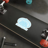 White die-cut sticker featuring the "Drum Addict" Celtic Tree Logo, printed on paper by Printify.