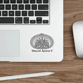 White Celtic Tree drum addict die-cut sticker by Printify, featuring intricate Celtic design on paper product.
