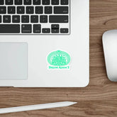 White Drum Addict Celtic Tree die-cut sticker featuring a musician drum lover design, ideal for decorating paper products.