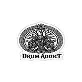 White die-cut sticker featuring the Drum Addict Celtic Tree of Life drummers design on paper, 2x2 inches, by Printify.