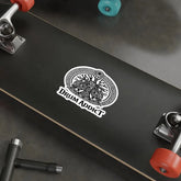 White die-cut sticker featuring the Drum Addict Celtic Tree of Life drummers design, perfect for paper products and crafts.