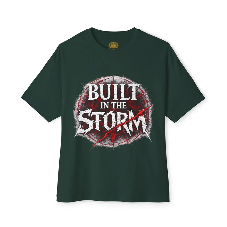 Black Built in the Storm T-Shirt by Printify, showing front view with fitted XS size and minimal design.