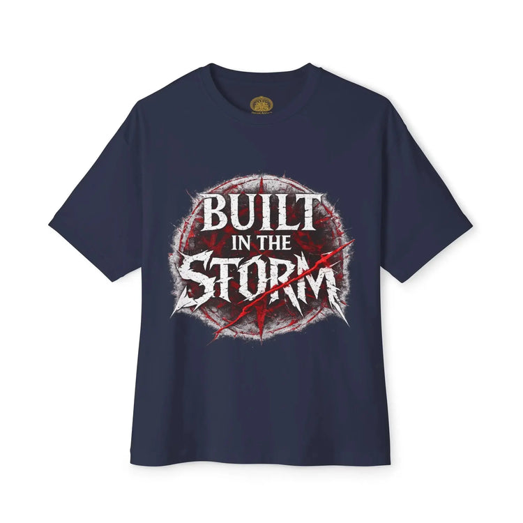 Black Built in the Storm T-Shirt by Printify, featuring a casual fit and soft cotton fabric, shown on a plain background.