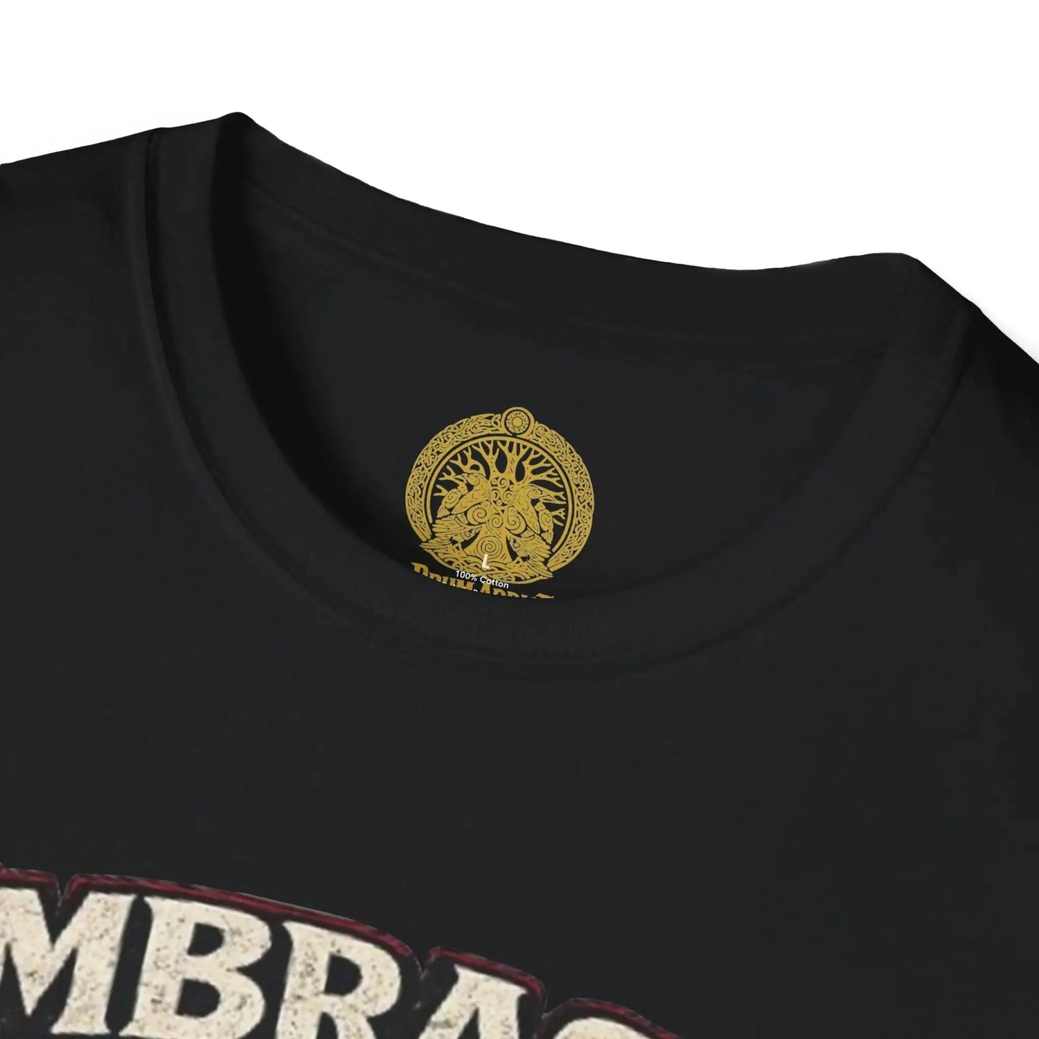 Red Embrace the Suck unisex softstyle T-Shirt by Printify, featuring bold text on a comfortable casual T-shirt.