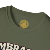 Red Embrace the Suck unisex softstyle T-shirt by Printify, featuring bold graphic design and comfortable fit.